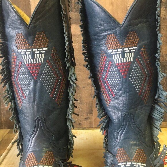 Old Gringo Tribu 13” YL265-2 Blue Snip Toe Cowboy Boots Womens 7 B - Picture 8 of 12